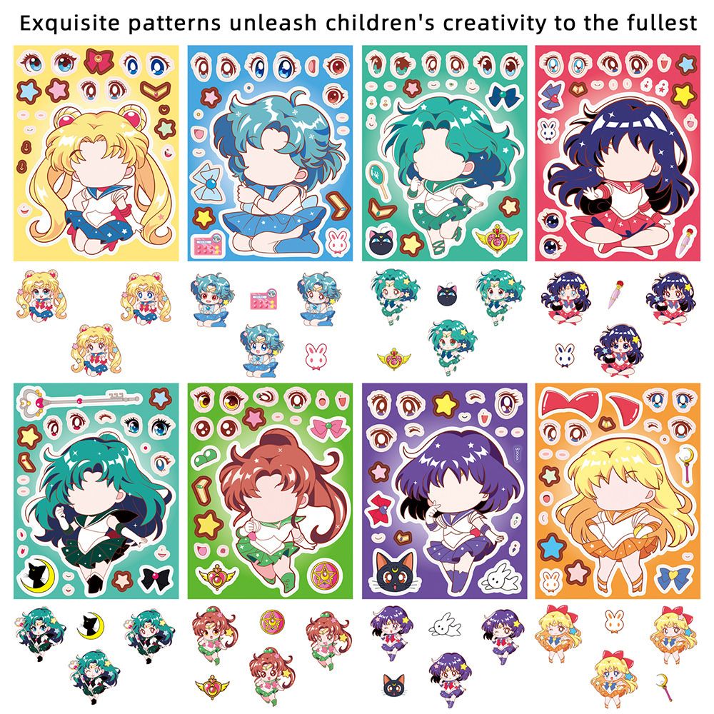 8/16PCS Sailor Moon Face-Chang - Anime Poster Print recension och pris