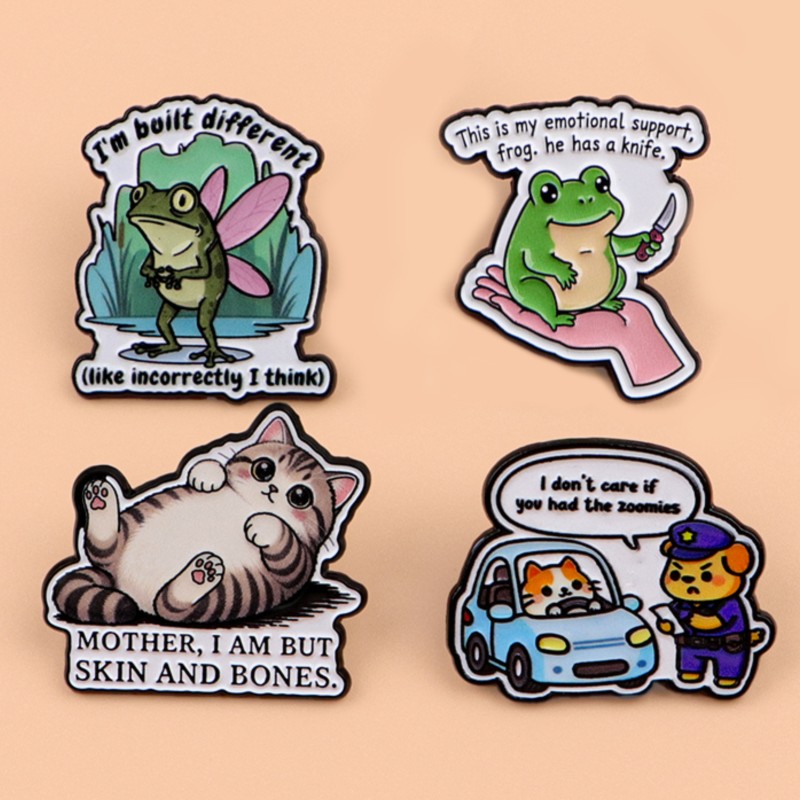 Quote Enamel Pin Cute Frog Cat - Enamel Pin Set recension och pris