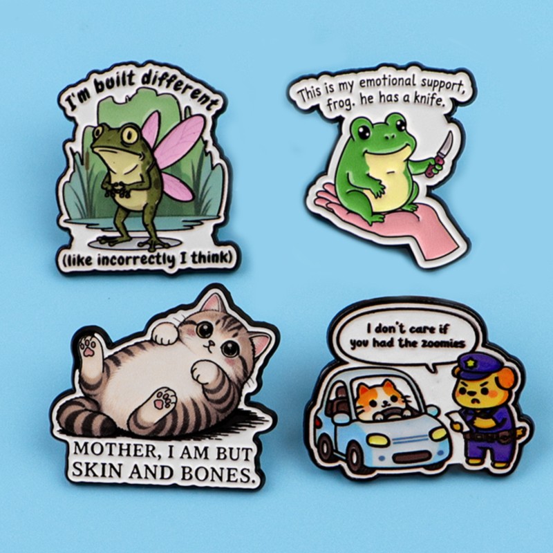 Quote Enamel Pin Cute Frog Cat - Enamel Pin Set recension och pris